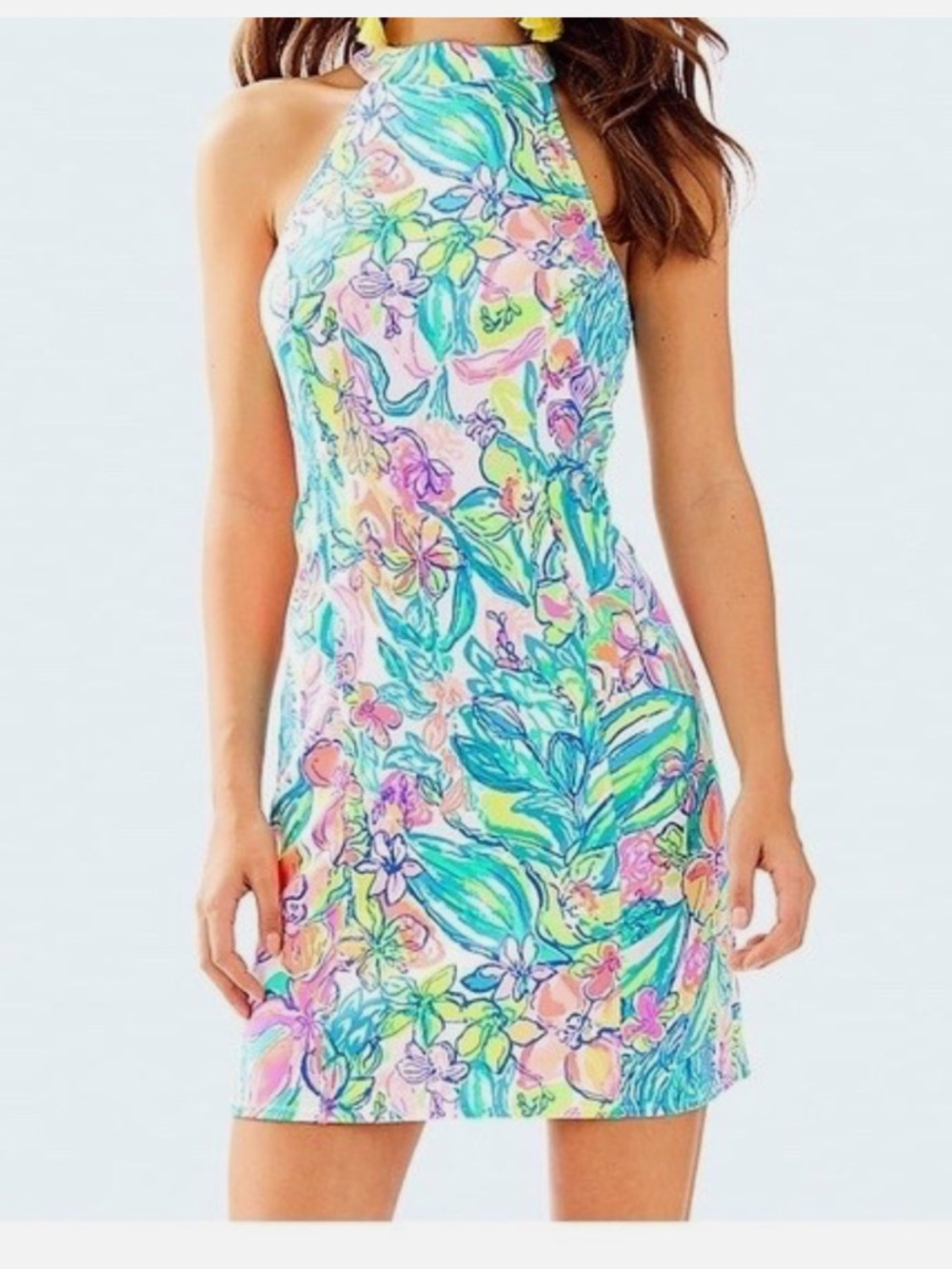 Lilly Pulitzer Multicolor Floral Halter Mini Dress Size 2
